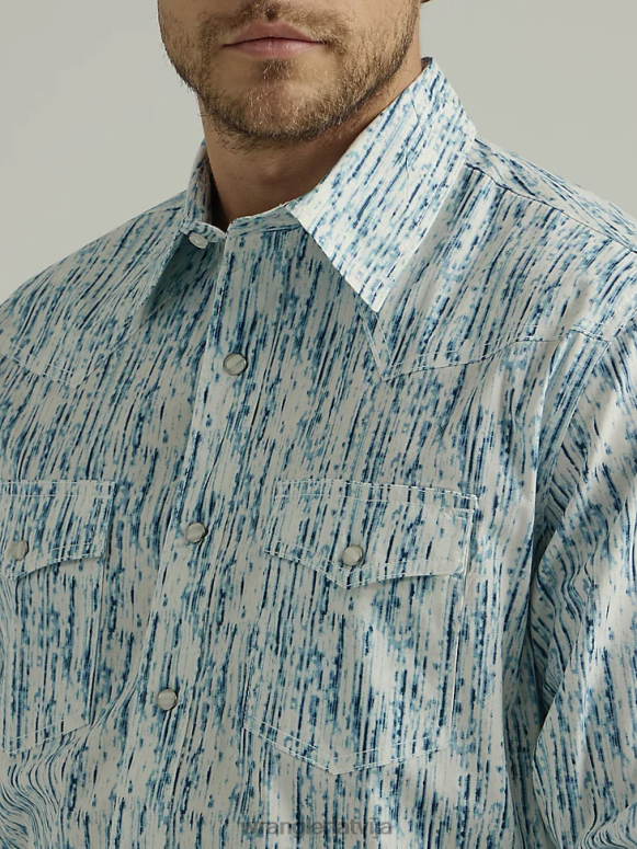 lietaini zils 20 reižu konkurētspējīgs moderna komforta krekls ar garām piedurknēm rietumu apdruku vīriešiem apģērbs Wrangler BFNTB490